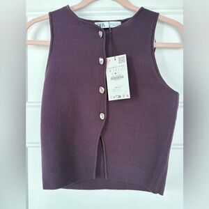 Zara Deep Purple Sleeveless Top